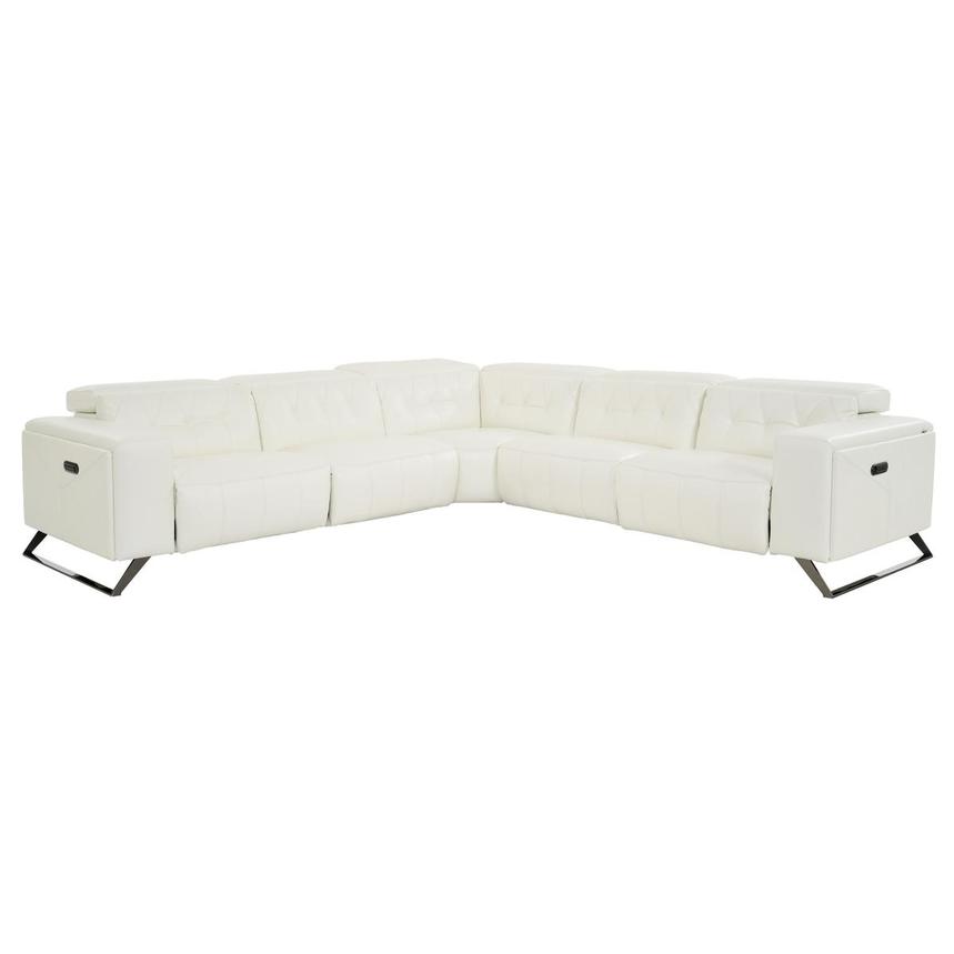 Anchi White Leather Power Reclining Sectional with 5PCS/3PWR  main image, 1 of 11 images.