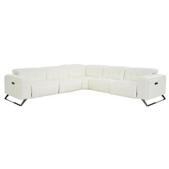 Anchi White Leather Power Reclining Sectional