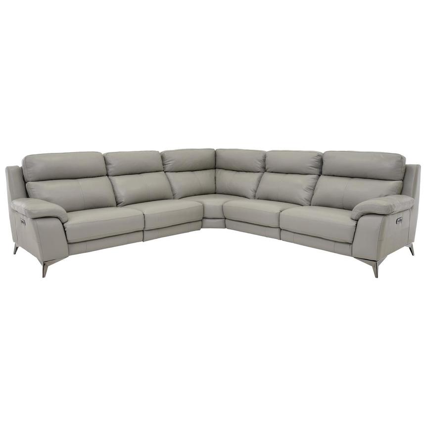 Barry Gray Leather Power Reclining Sectional with 5PCS/2PWR  main image, 1 of 12 images.