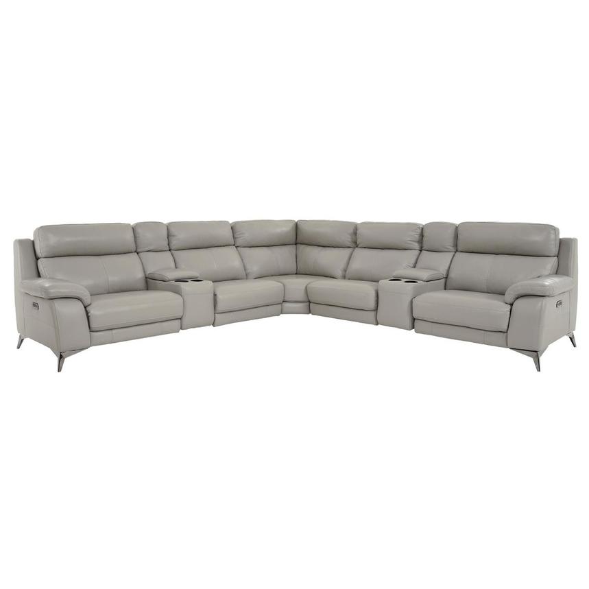 Barry Gray Leather Power Reclining Sectional with 7PCS/3PWR  main image, 1 of 14 images.