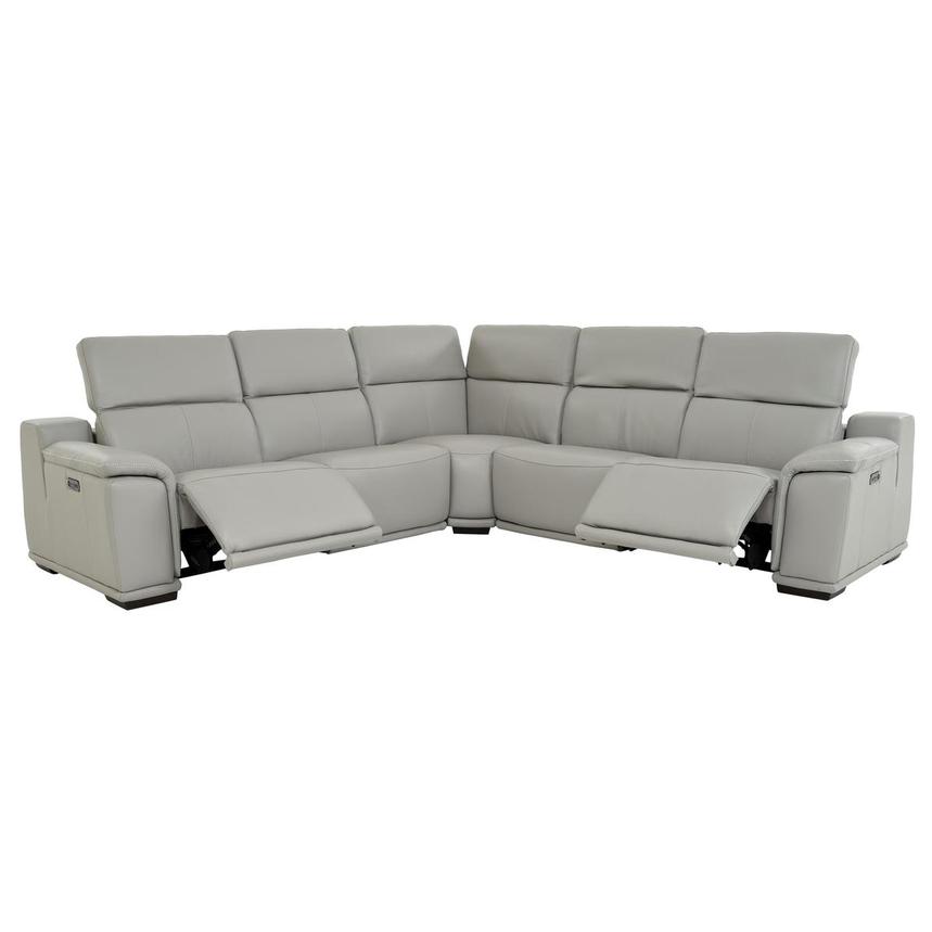 Davis 2.0 Light Gray Leather Power Reclining Sectional with 5PCS/2PWR  alternate image, 2 of 10 images.