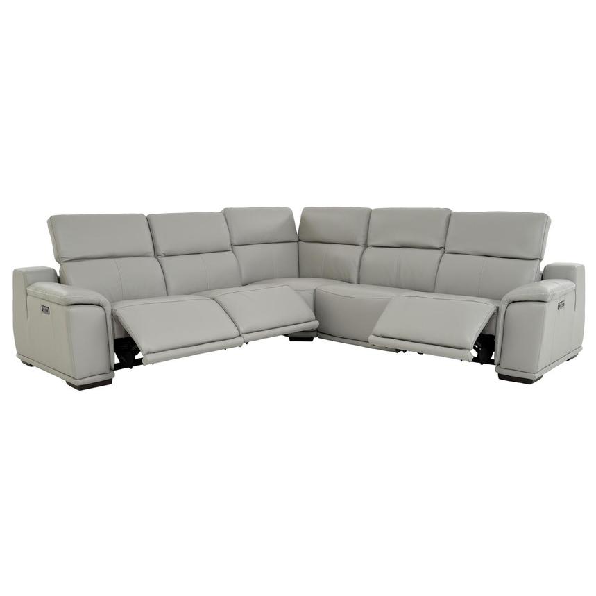 Davis 2.0 Light Gray Leather Power Reclining Sectional with 5PCS/3PWR  alternate image, 2 of 10 images.