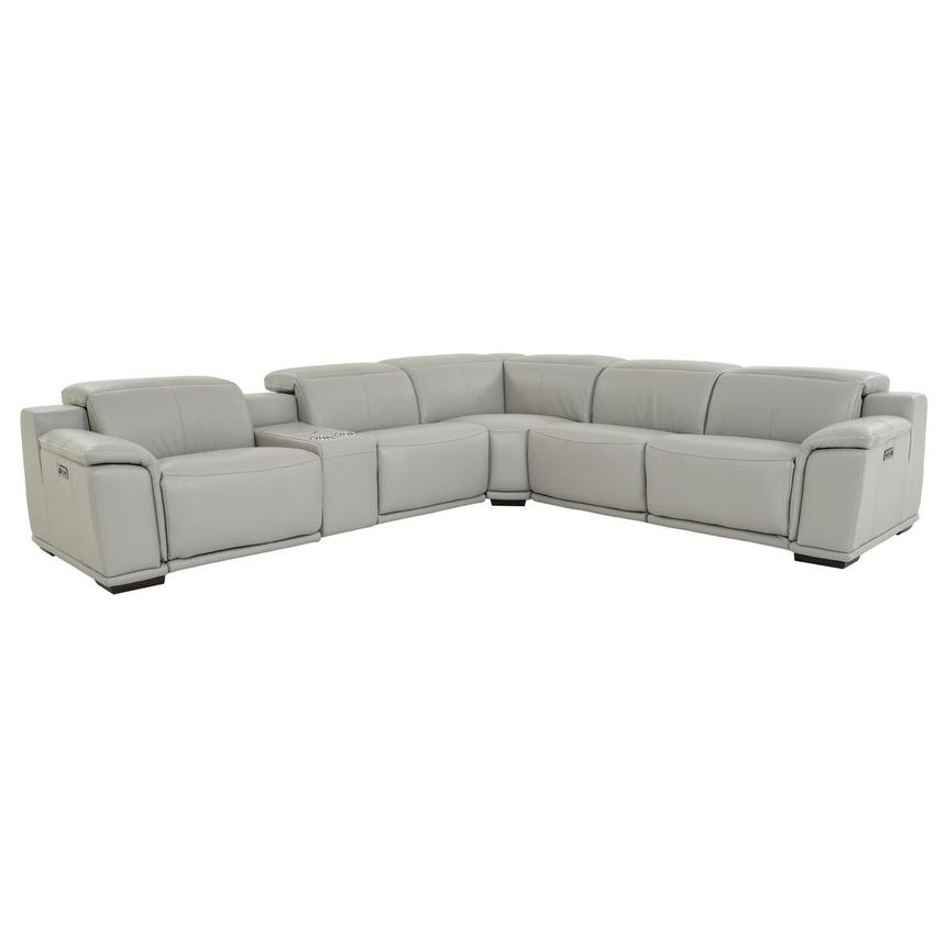 Davis 2.0 Light Gray Leather Power Reclining Sectional with 6PCS/3PWR  main image, 1 of 11 images.