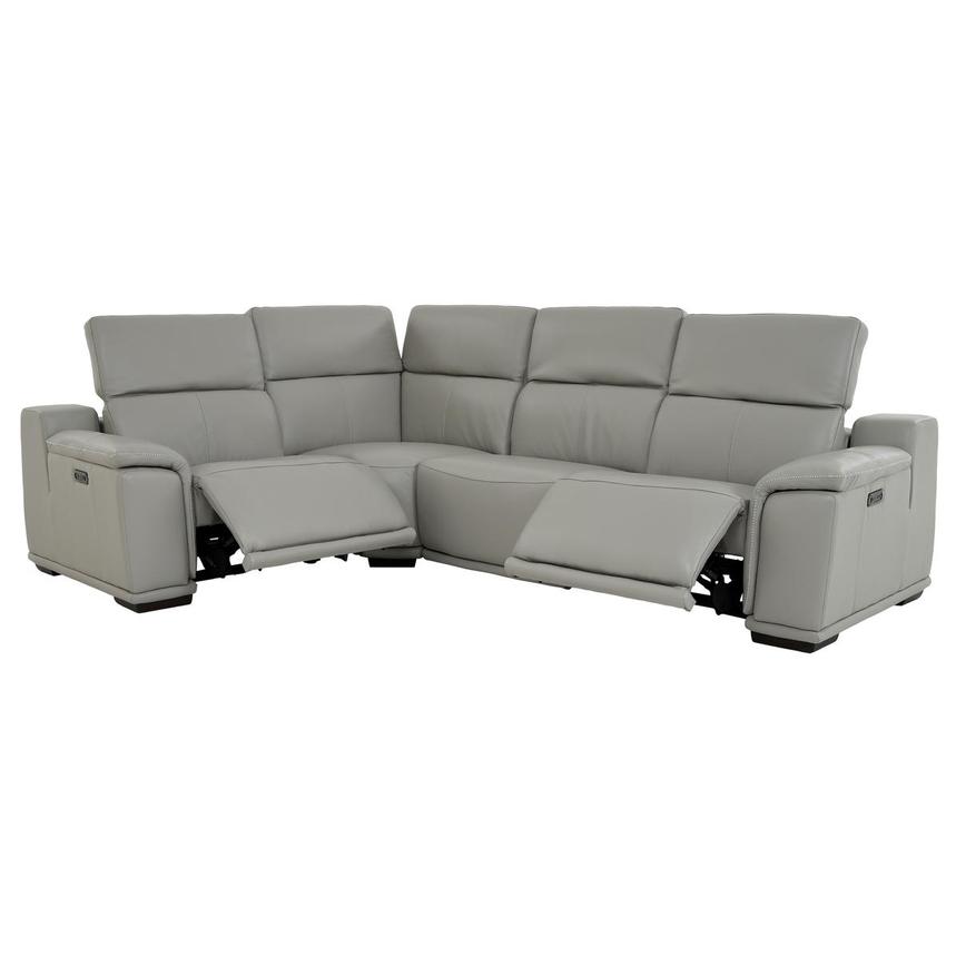 Davis 2.0 Light Gray Leather Power Reclining Sectional with 4PCS/2PWR  alternate image, 2 of 10 images.