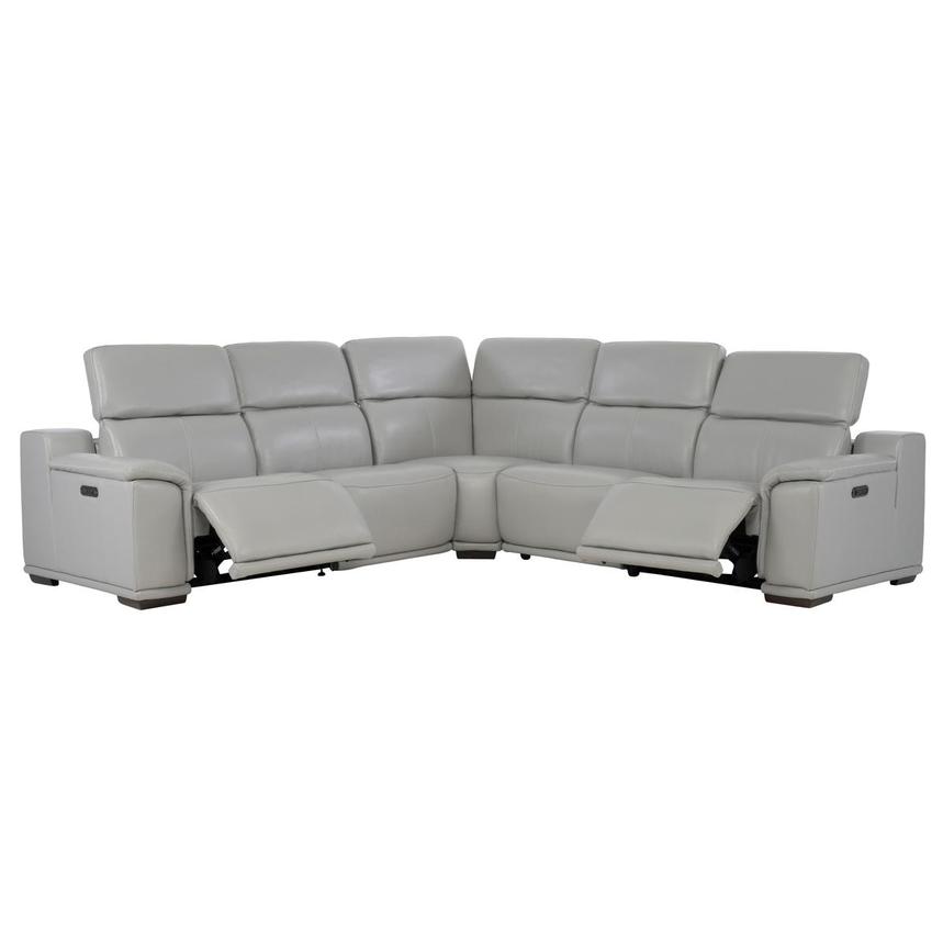 Davis 2.0 Silver Leather Power Reclining Sectional with 5PCS/2PWR  alternate image, 2 of 12 images.