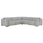 Davis 2.0 Silver Leather Power Reclining Sectional with 5PCS/2PWR  main image, 1 of 12 images.