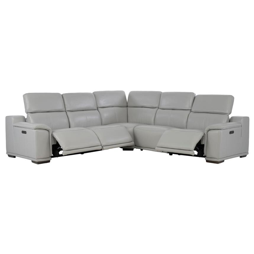 Davis 2.0 Silver Leather Power Reclining Sectional with 5PCS/3PWR  alternate image, 2 of 12 images.