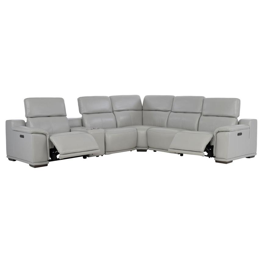 Davis 2.0 Silver Leather Power Reclining Sectional with 6PCS/2PWR  alternate image, 2 of 12 images.