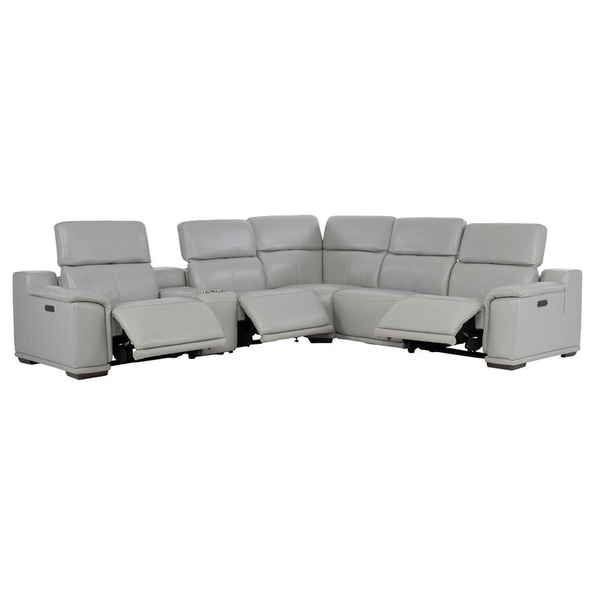 Davis 2.0 Silver Leather Power Reclining Sectional with 6PCS/3PWR  alternate image, 2 of 12 images.