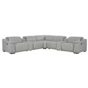 Davis 2.0 Silver Leather Power Reclining Sectional with 7PCS/3PWR  main image, 1 of 12 images.