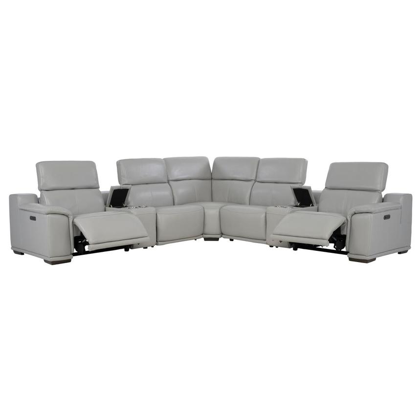 Davis 2.0 Silver Leather Power Reclining Sectional with 7PCS/3PWR  alternate image, 2 of 12 images.