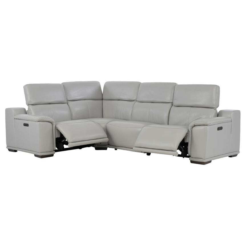 Davis 2.0 Silver Leather Power Reclining Sectional with 4PCS/2PWR  alternate image, 2 of 10 images.