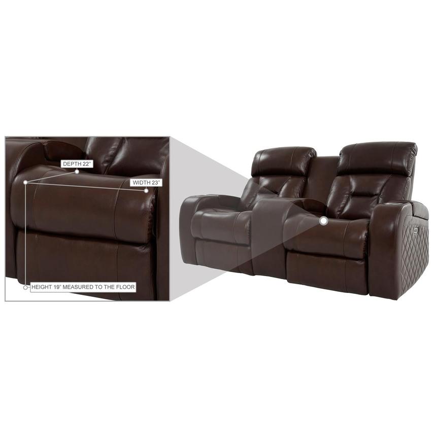 Gio Brown Leather Power Reclining Sofa w/Console  alternate image, 14 of 15 images.