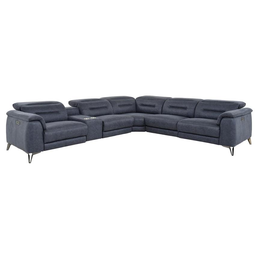 Claribel II Blue Power Reclining Sectional with 6PCS/3PWR  main image, 1 of 12 images.
