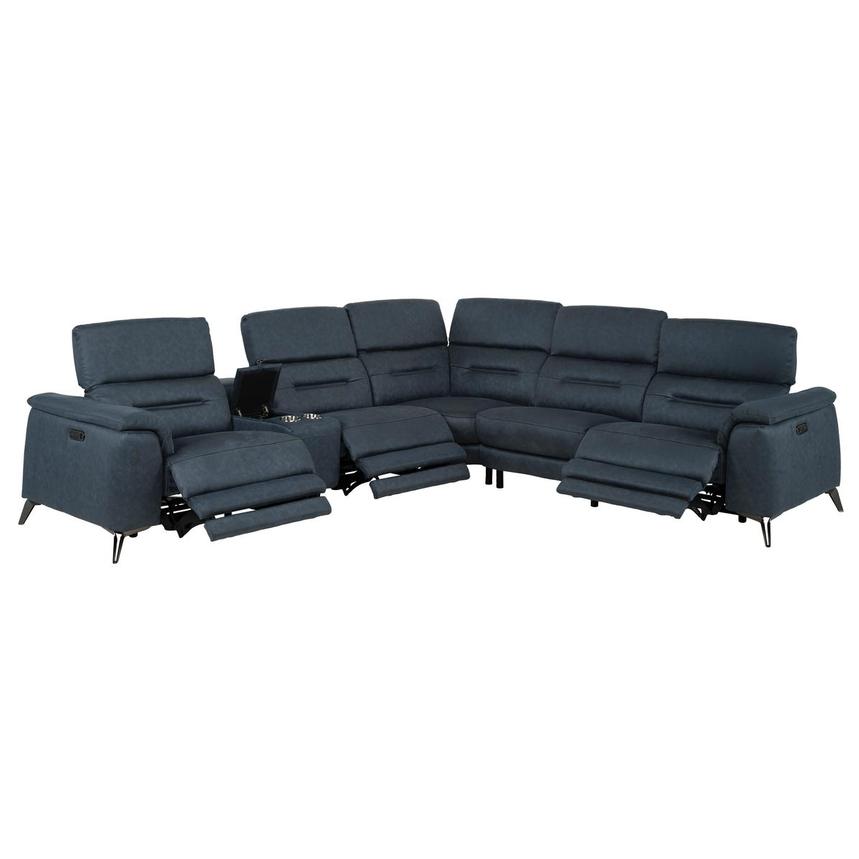 Claribel II Blue Power Reclining Sectional with 6PCS/3PWR  alternate image, 2 of 11 images.