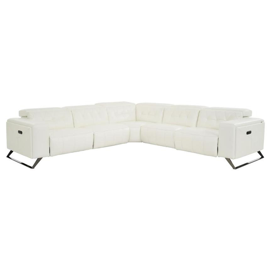 Anchi White Leather Power Reclining Sectional with 5PCS/3PWR El