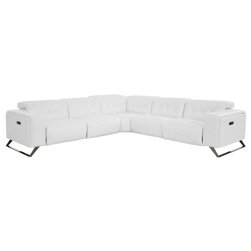 Anchi White Leather Power Reclining Sectional with 5PCS/3PWR main image, 1 of 11 images.