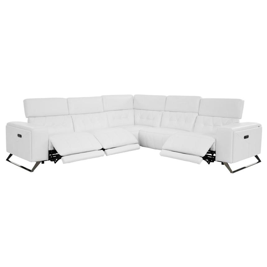 Anchi White Leather Power Reclining Sectional with 5PCS/3PWR  alternate image, 2 of 11 images.