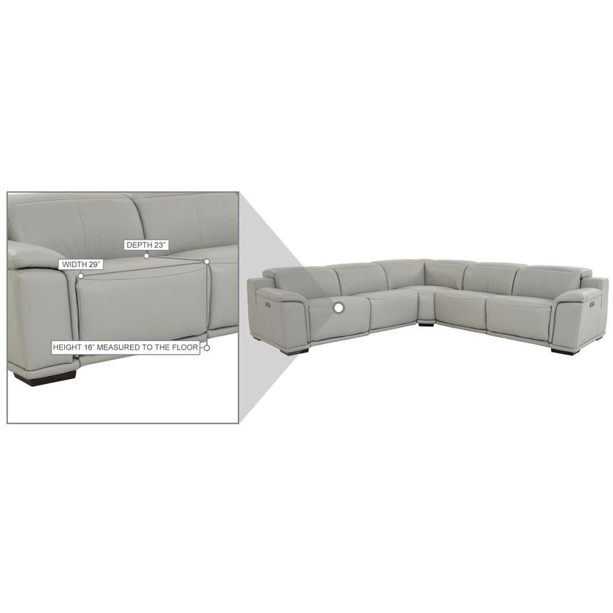 Davis 2.0 Light Gray Leather Power Reclining Sectional with 5PCS 