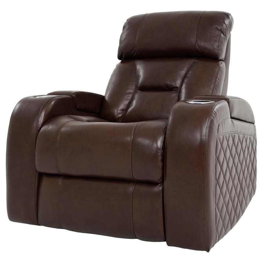 Gio Brown Leather Power Recliner alternate image, 2 of 14 images.