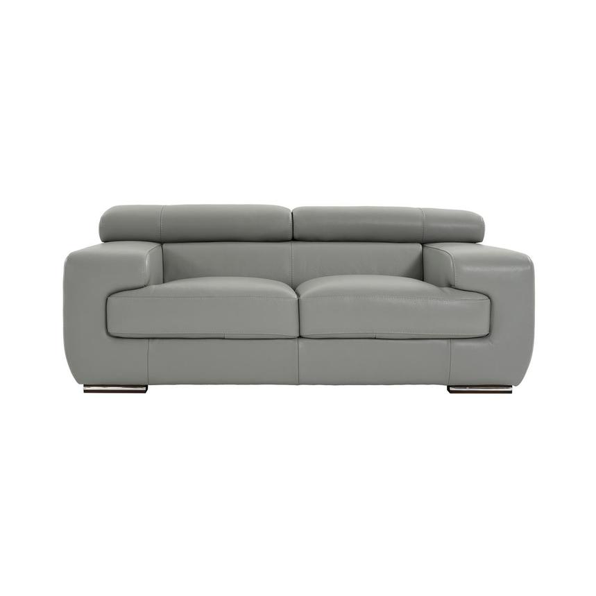 Grace Light Gray Leather Loveseat  main image, 1 of 10 images.