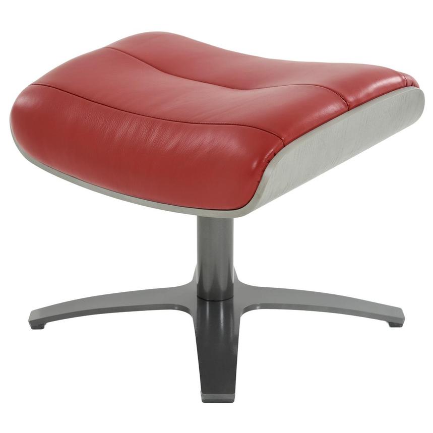 red leather chair and footstool