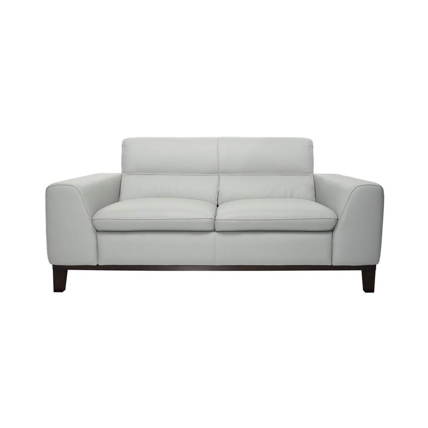 Milani Gray Leather Loveseat  main image, 1 of 8 images.