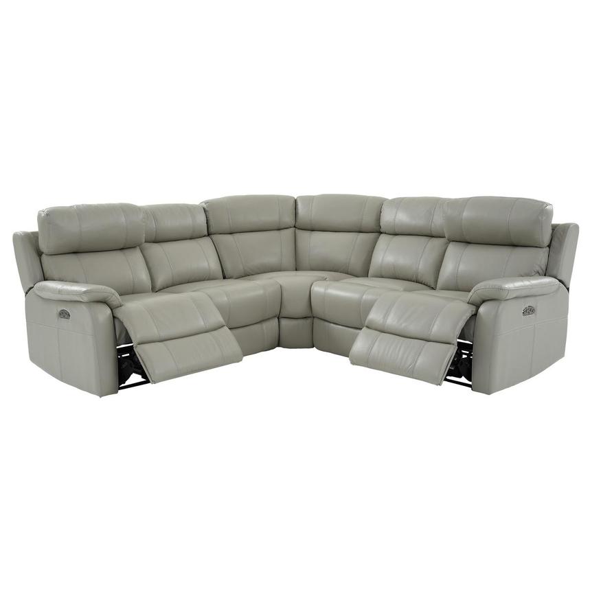 Ronald 2.0 Gray Leather Power Reclining Sectional with 5PCS/2PWR  alternate image, 2 of 8 images.