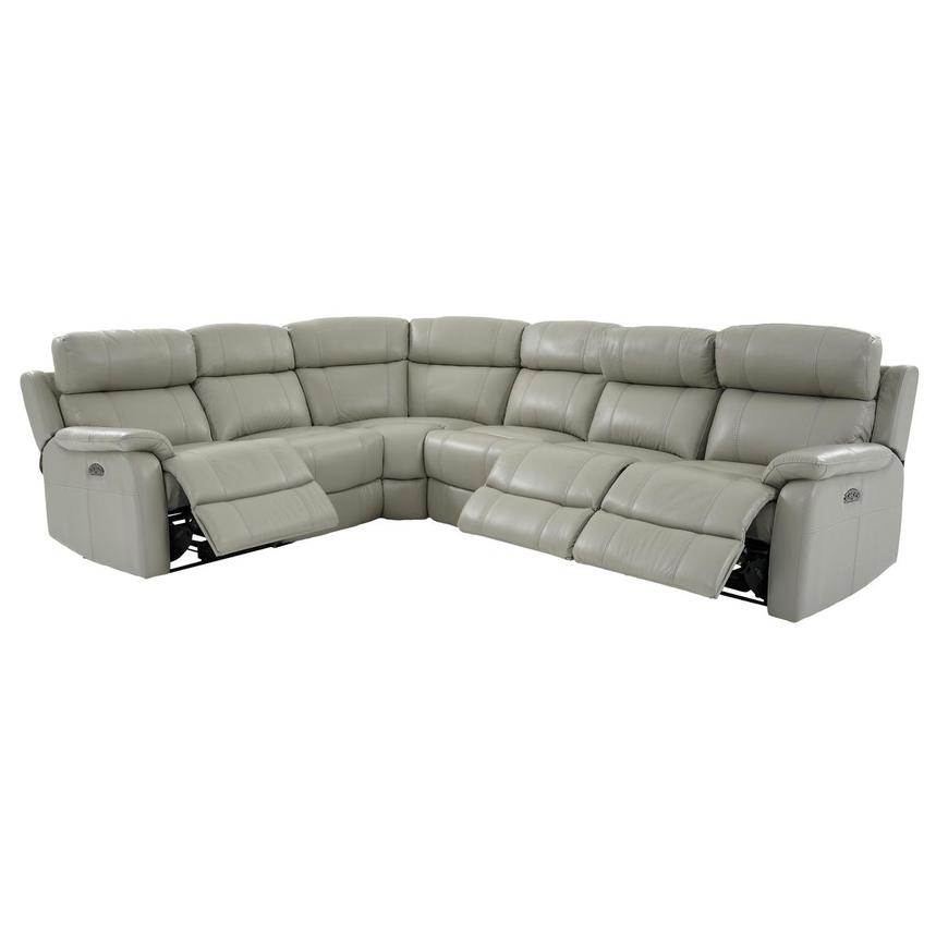 Ronald 2.0 Gray Leather Power Reclining Sectional with 6PCS/3PWR  alternate image, 2 of 8 images.