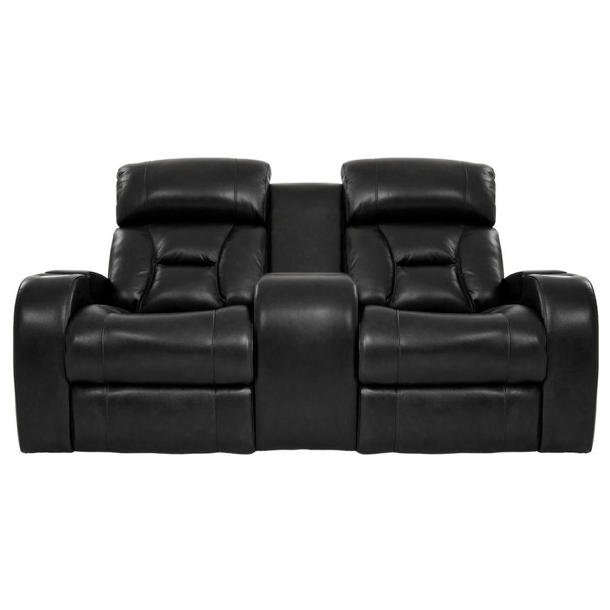 Gio Black Leather Power Reclining Sofa w/Console  main image, 1 of 15 images.