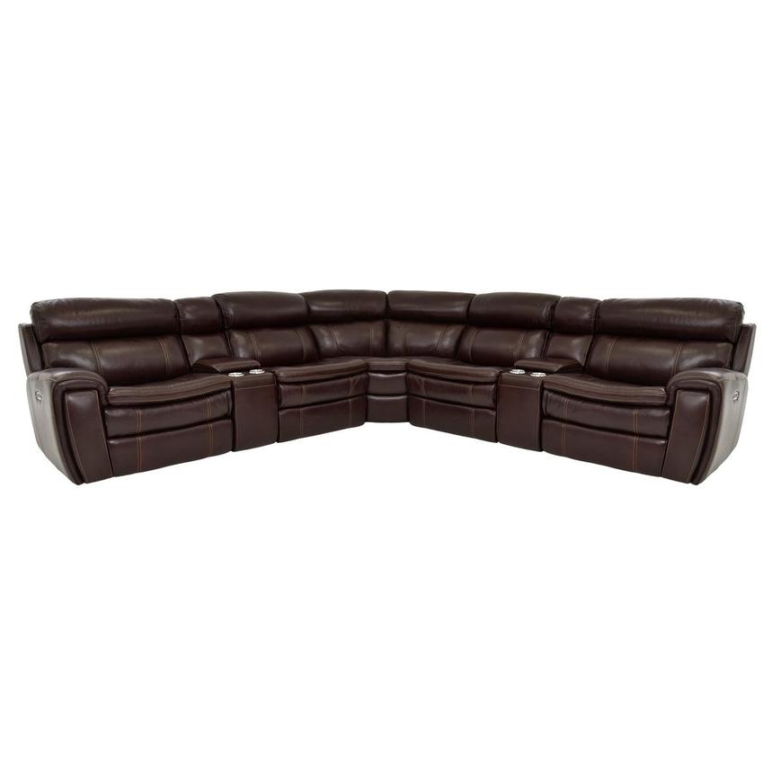 Napa Burgundy Leather Power Reclining Sectional with 7PCS/3PWR  main image, 1 of 9 images.