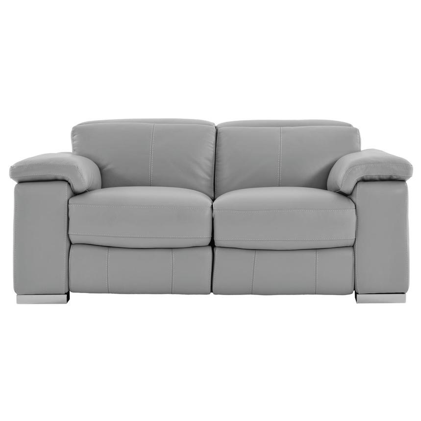 Charlie Light Gray Leather Power Reclining Loveseat  main image, 1 of 12 images.