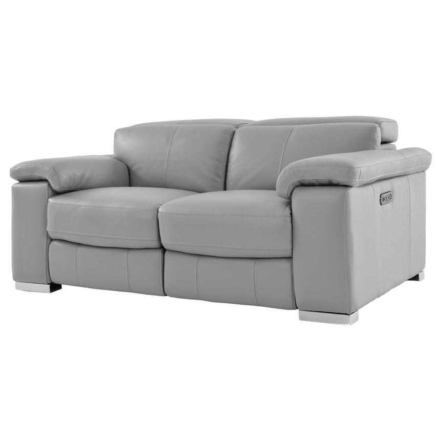 Charlie Light Gray Leather Power Reclining Loveseat  alternate image, 2 of 12 images.