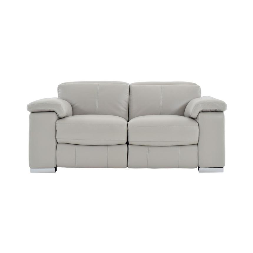 Charlie Light Gray Leather Power Reclining Loveseat  main image, 1 of 11 images.