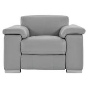 Charlie Light Gray Leather Power Recliner  main image, 1 of 12 images.