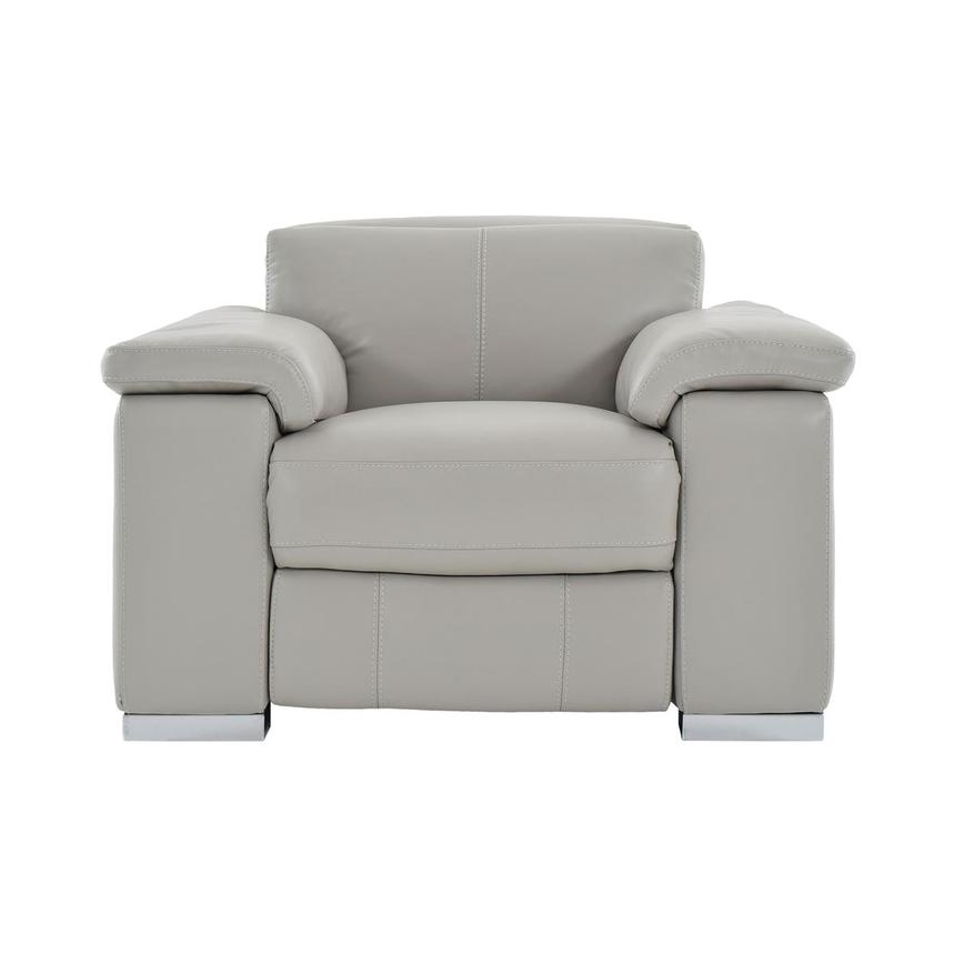 Charlie Light Gray Leather Power Recliner  main image, 1 of 11 images.
