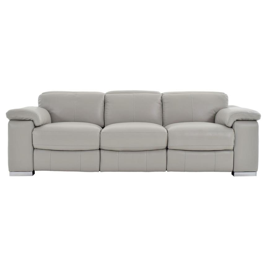 Charlie Light Gray Leather Power Reclining Sofa  main image, 1 of 9 images.