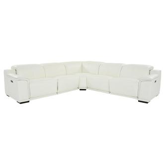 Davis 2.0 White Leather Power Reclining Sectional with 5PCS/2PWR