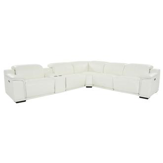 Davis 2.0 White Leather Power Reclining Sectional with 6PCS/2PWR