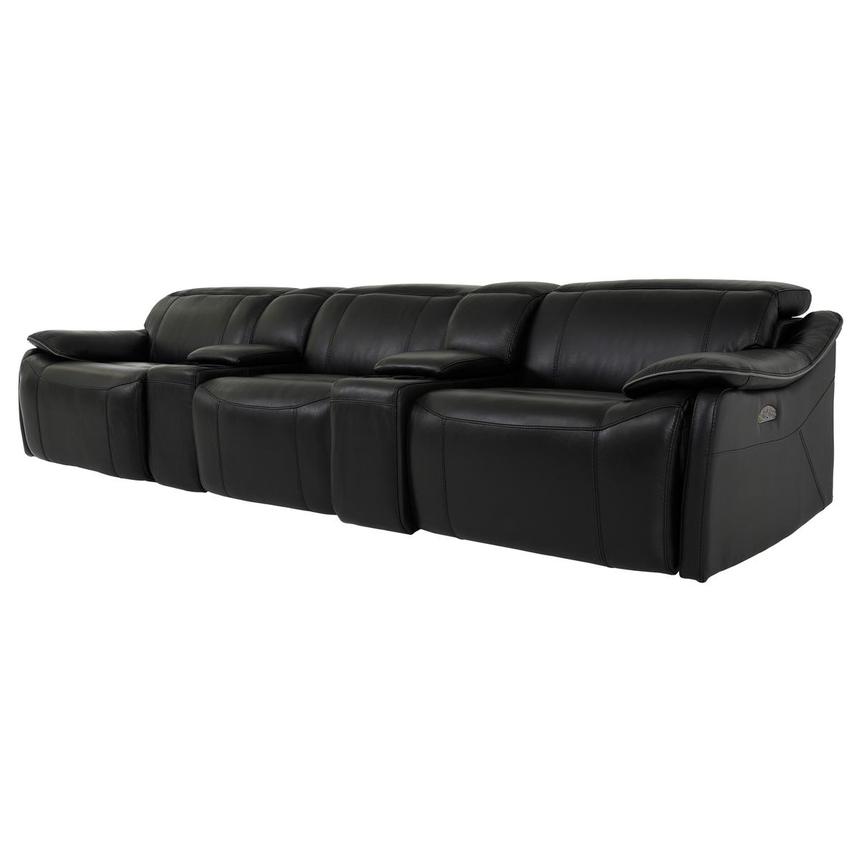 Austin Black Home Theater Leather Seating with 5PCS/3PWR  alternate image, 2 of 11 images.