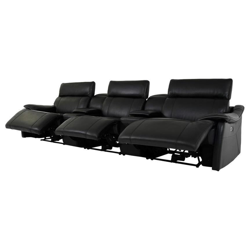 Austin Black Home Theater Leather Seating with 5PCS/3PWR  alternate image, 3 of 11 images.