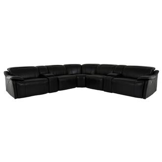 Austin Black Leather Power Reclining Sectional with 7PCS/3PWR