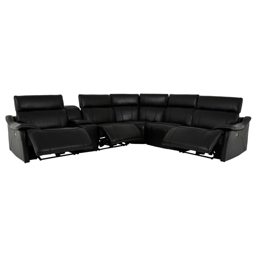 Austin Black Leather Power Reclining Sectional with 6PCS/3PWR  alternate image, 2 of 10 images.