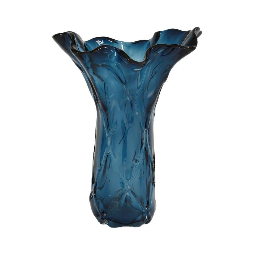 Mahle Blue Glass Vase  main image, 1 of 5 images.