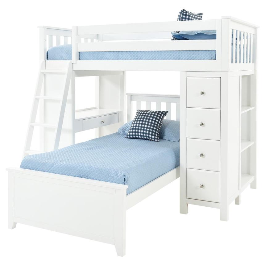Haus White Twin Over Twin Bunk Bed w/Desk & Chest  main image, 1 of 13 images.
