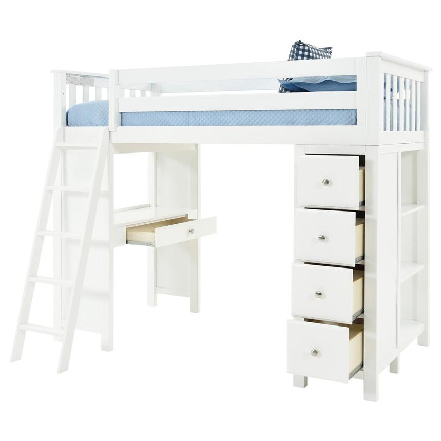 Haus White Twin Loft Bed W Desk Chest, Twin Loft Bed With Desk And Dresser