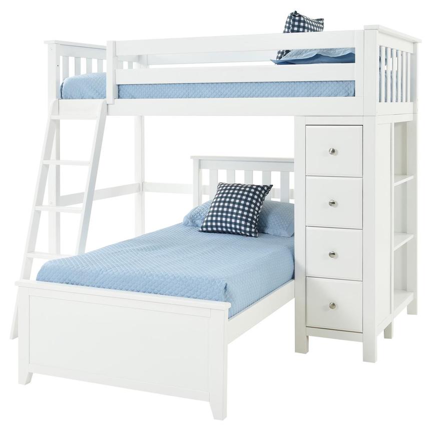 white twin bunk beds with storage