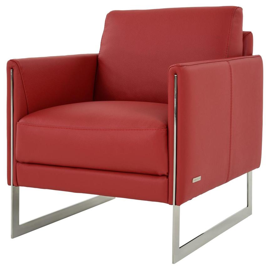 Coco Red Leather Accent Chair  main image, 1 of 8 images.