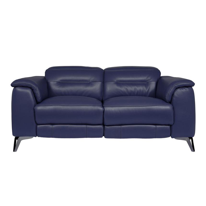 Anabel Blue Leather Power Reclining Loveseat  main image, 1 of 12 images.