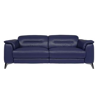 Anabel Blue Leather Power Reclining Sofa